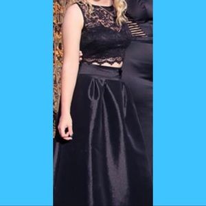 Black two piece prom dress